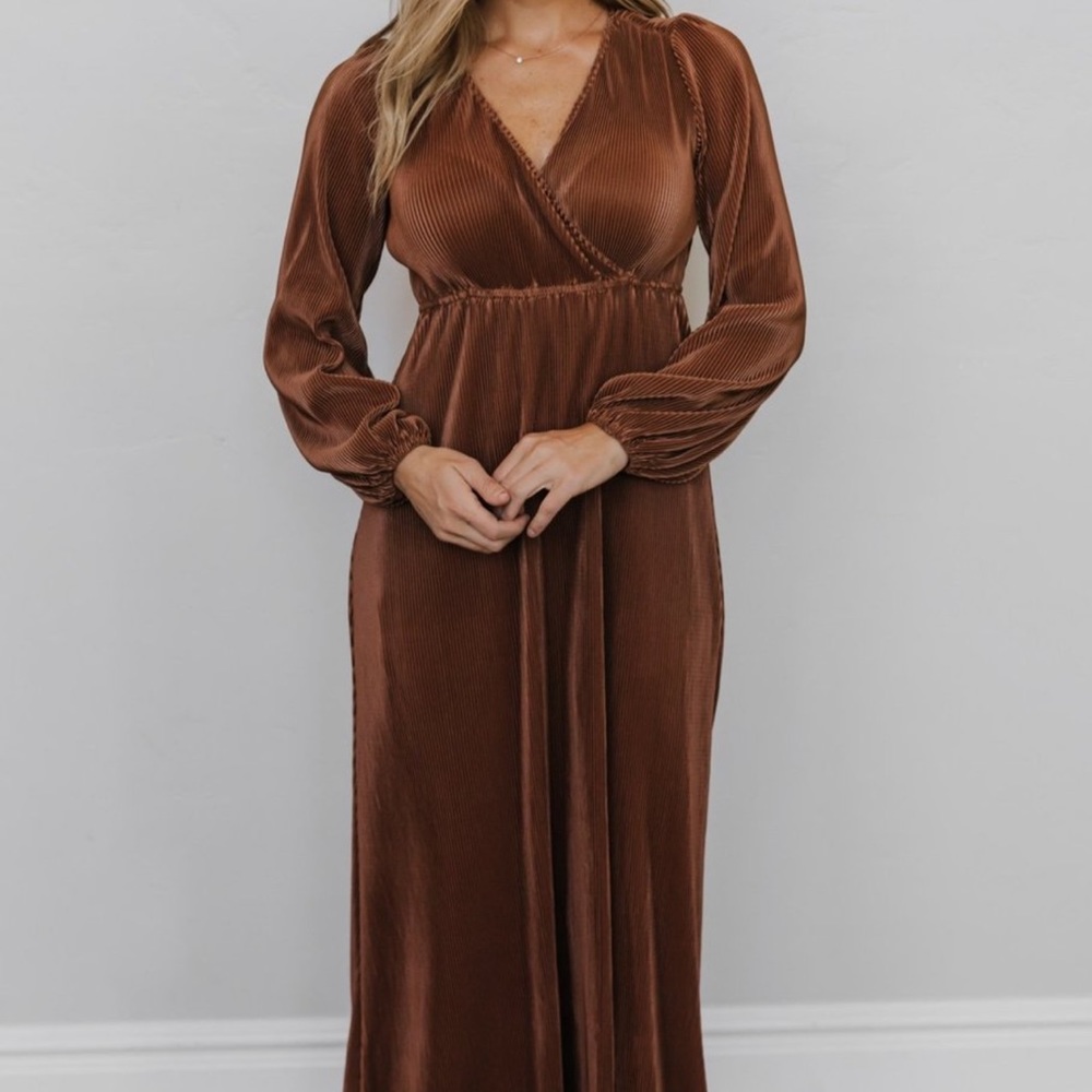 Baltic Born Venus pleated maxi dress in bronze